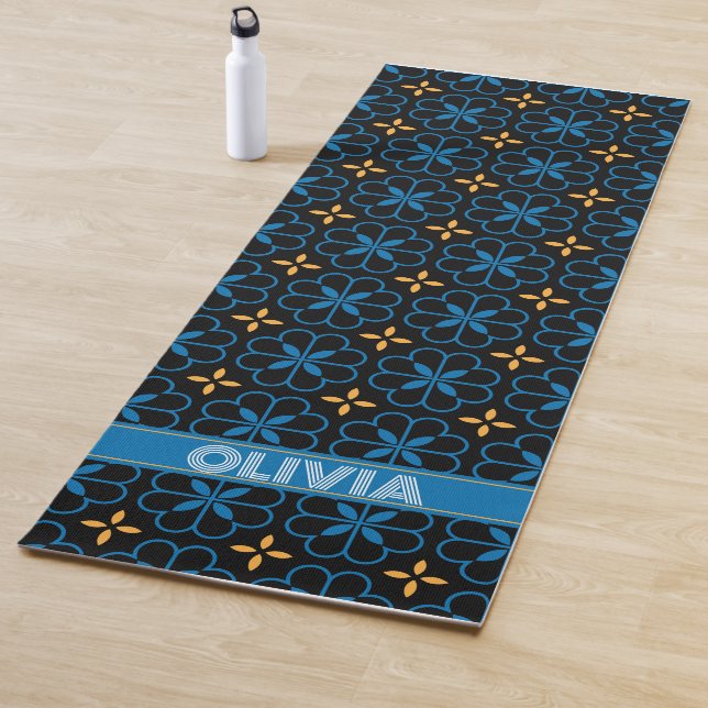 Custom Monogram Name Mediterranean Style Yoga Mat (In Situ)