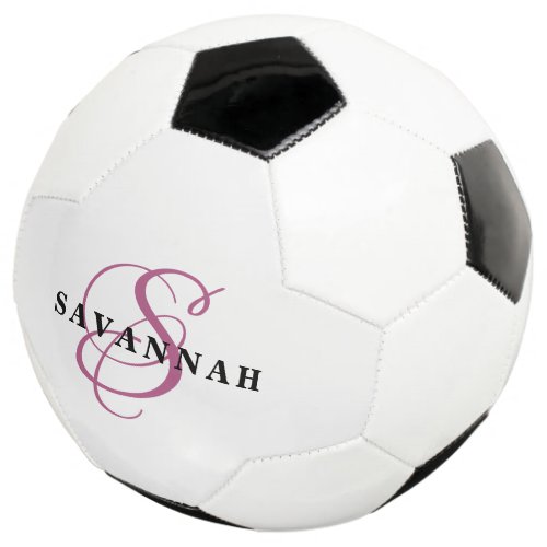 Custom Monogram Name Modern Fun Sports Fuchsia Soccer Ball