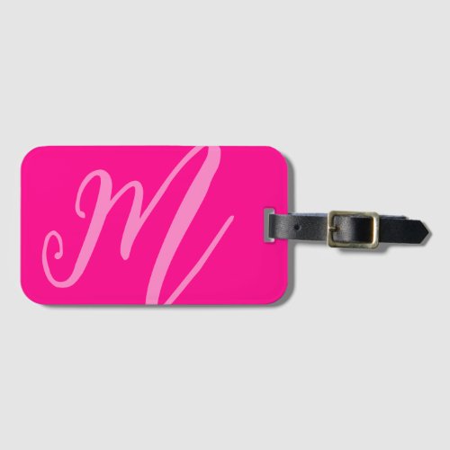 Custom Monogram Name Modern neon pink initials Luggage Tag