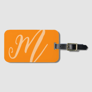 Custom Monogram Name Modern neon pink orange Luggage Tag
