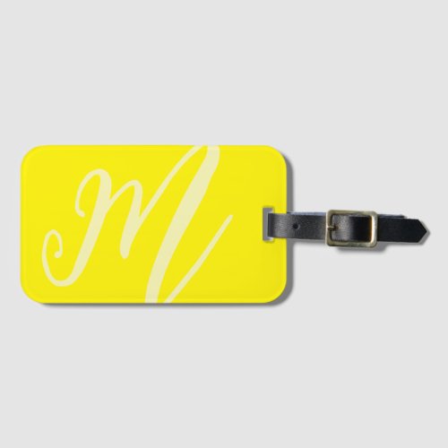 Custom Monogram Name Modern neon yellow initials Luggage Tag