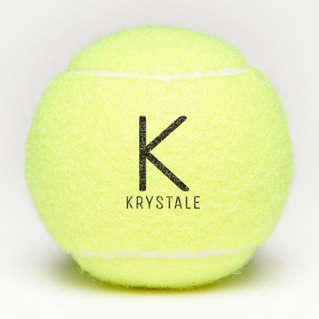 Custom Monogram Name Modern Personalized Tennis Balls (Front)