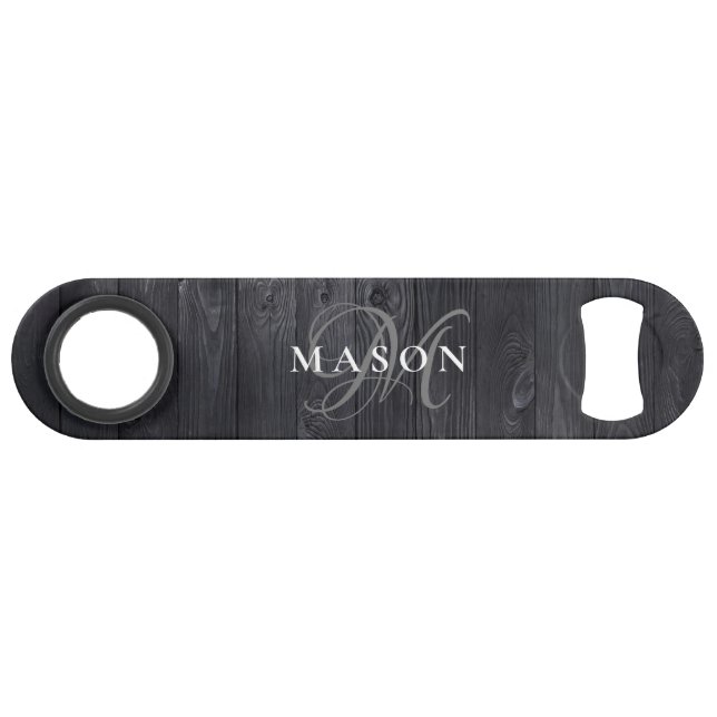 Custom Monogram Name Modern Rustic Elegant Bar Key (Front (Horizontal))
