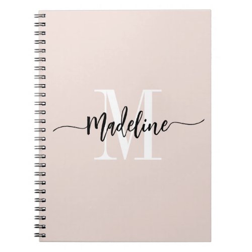 Custom Monogram Name Modern Script Swirls Gift Notebook