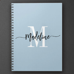 Custom Monogram Name Modern Script Swirls Gift Notebook