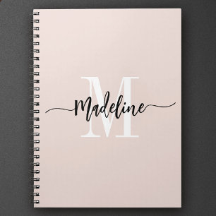 Custom Monogram Name Modern Script Swirls Gift Notebook