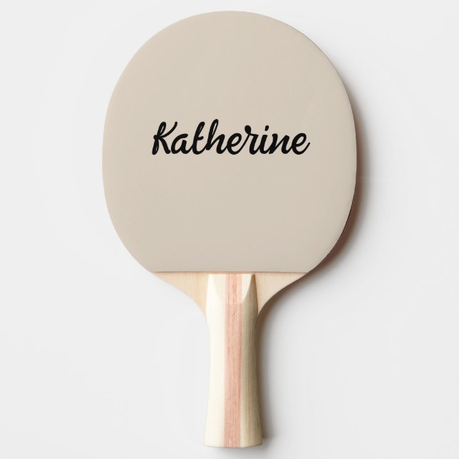 Custom Monogram Name Natural Linen Ping Pong Paddle (Front)