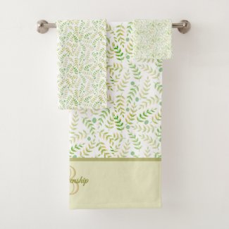 Custom Monogram Name Nature Fern Leaf Pattern