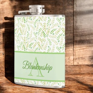 Custom Monogram Name Nature Fern Leaf Pattern