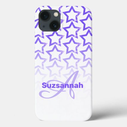 Custom Monogram Name Pastel Purple Star Pattern  Case-Mate iPhone Case