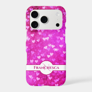 Custom Monogram Name Pink Heart Bokeh Art  iPhone 17 Pro Case