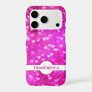 Custom Monogram Name Pink Heart Bokeh Art  iPhone 17 Pro Case