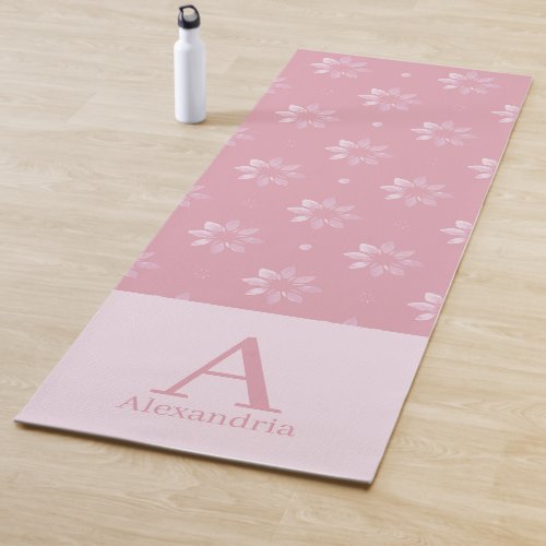 Custom Monogram Name Pink Pattern Yoga Mat