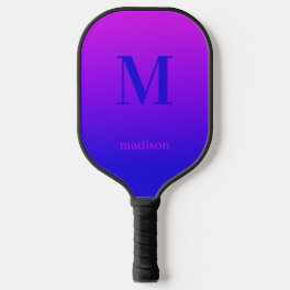 Custom monogram & name Pink to Blue Gradient Pickleball Paddle