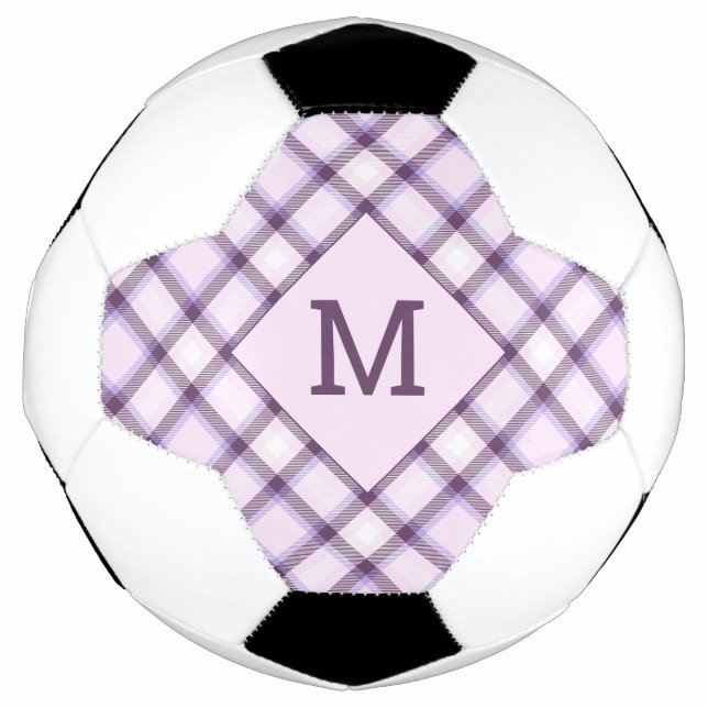 Custom Monogram & Name Plaid / Tartan Pattern Soccer Ball (Front)