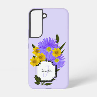 Custom Monogram Name Pretty Wildflowers Samsung Galaxy S22 Case