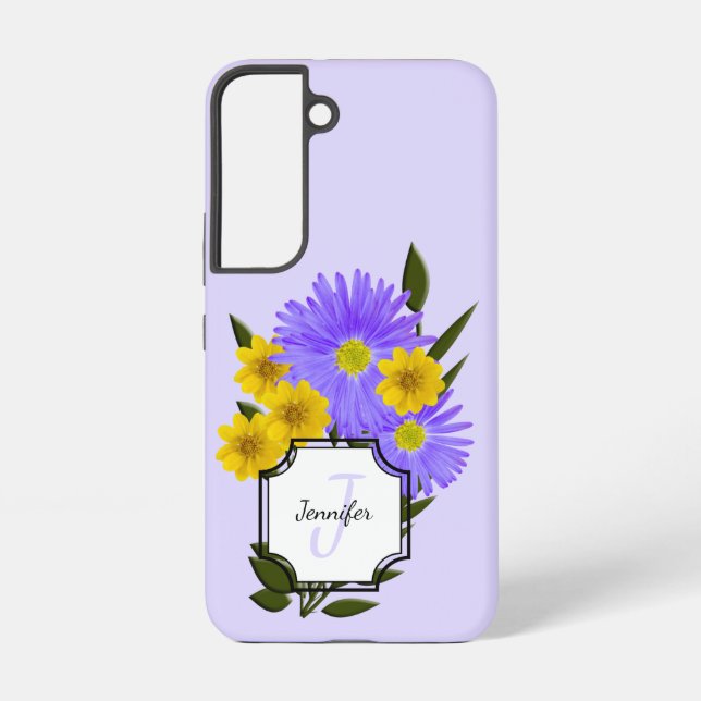 Custom Monogram Name Pretty Wildflowers Samsung Galaxy Case (Back)