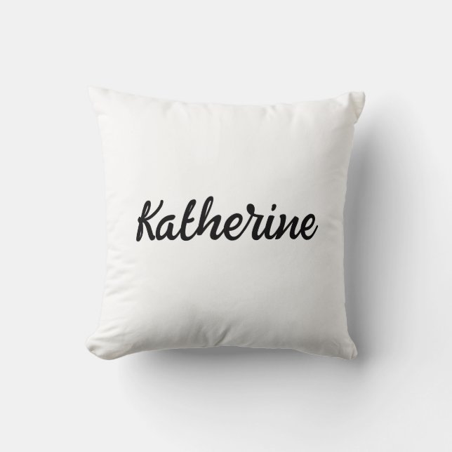 Custom Monogram Name Pure White Throw Pillow (Front)