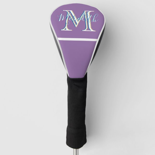 Custom Monogram Name Purple Lavender  Golf Head Cover (Front)