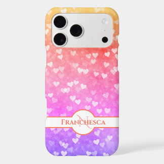 Custom Monogram Name Rainbow Heart Bokeh Art iPhone 17 Pro Max Case