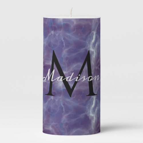 Custom monogram name Realistic Marble Design Pillar Candle