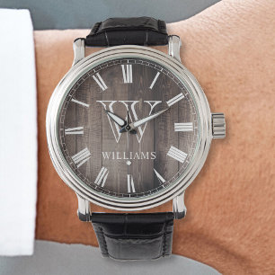 Custom Monogram Name Rustic Farmhouse Watch