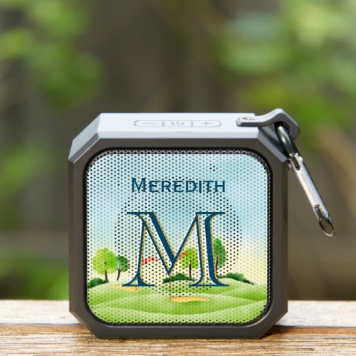 Custom Monogram Name Scenic Course Bluetooth Speaker