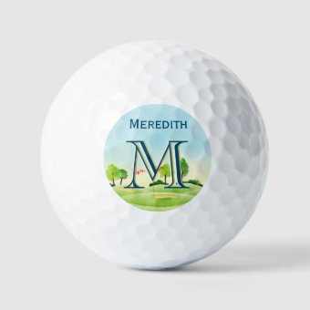 Custom Monogram Name Scenic Course Golf Balls | Zazzle