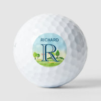 Custom Monogram Name Scenic Course Golf Balls
