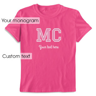 Custom Monogram Name Text Pink Graphic T-Shirt