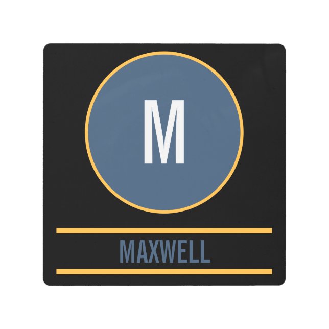 Custom monogram name text template metal print (Front)