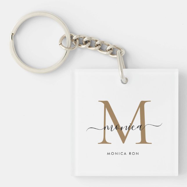 Custom Monogram Name Tote Bag Keychain (Front)