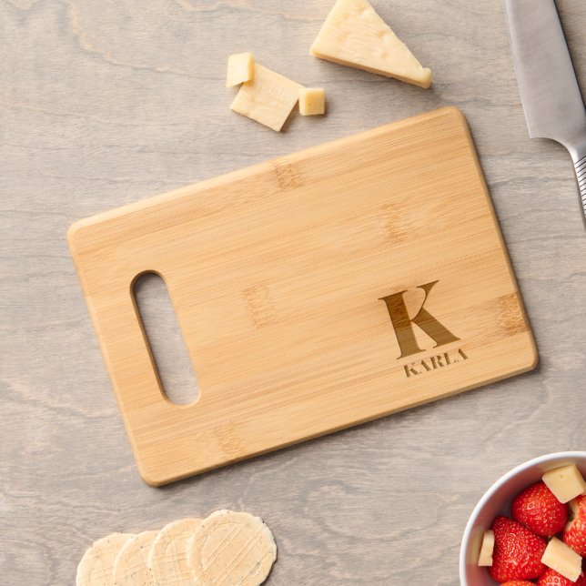 Custom Monogram Name Typography Design Engraved Cutting Board (Cheese)