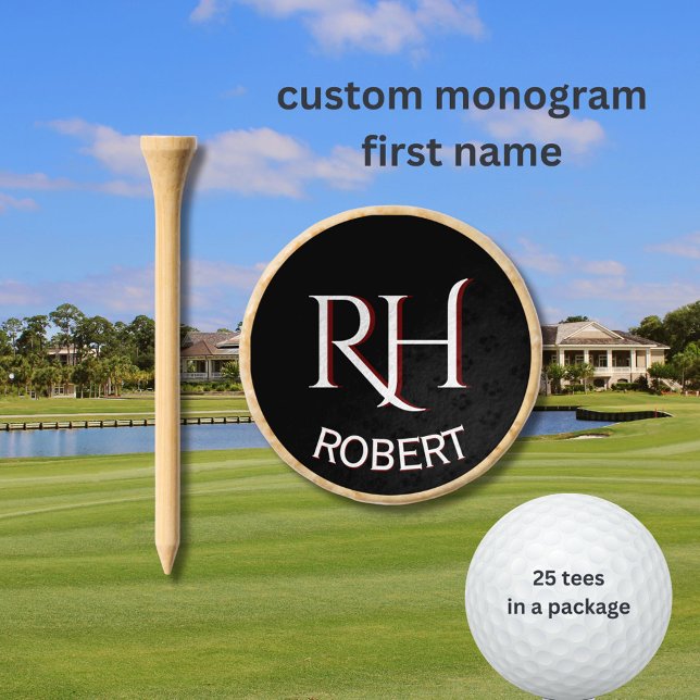 Custom Monogram Name White Red  Golf Tees (Creator Uploaded)