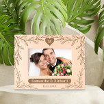 Custom Monogram Names Wedding Photo Personalized Etched Frames<br><div class="desc">Looking for a special anniversary gift for a couple? Look no further than this Custom Monogram Names Wedding Photo Personalized etched frame. With its elegant monogrammed design and rustic engraved leaves frame, this photo frame is sure to be cherished by the recipients. Give the gift of personalized engraving that celebrates...</div>