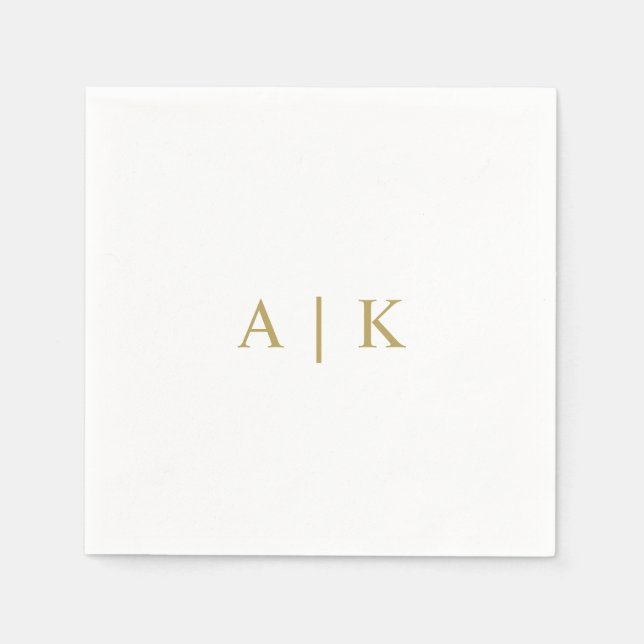 Custom Monogram Napkins Faux Gold (Front)