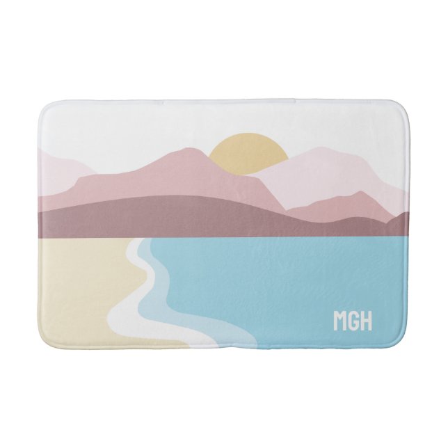 Custom Monogram Nature Illustration Bath Mat (Front)