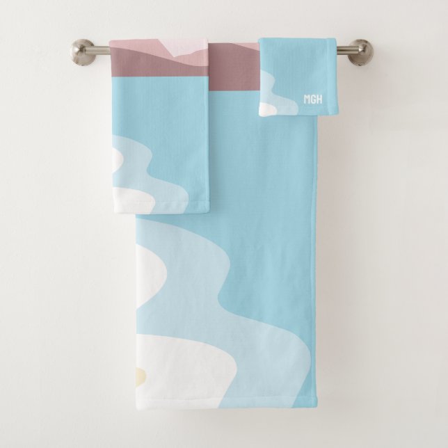 Custom Monogram Nature Illustration Bath Towel Set (Insitu)