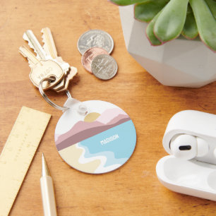 Custom Monogram Nature Illustration Keychain