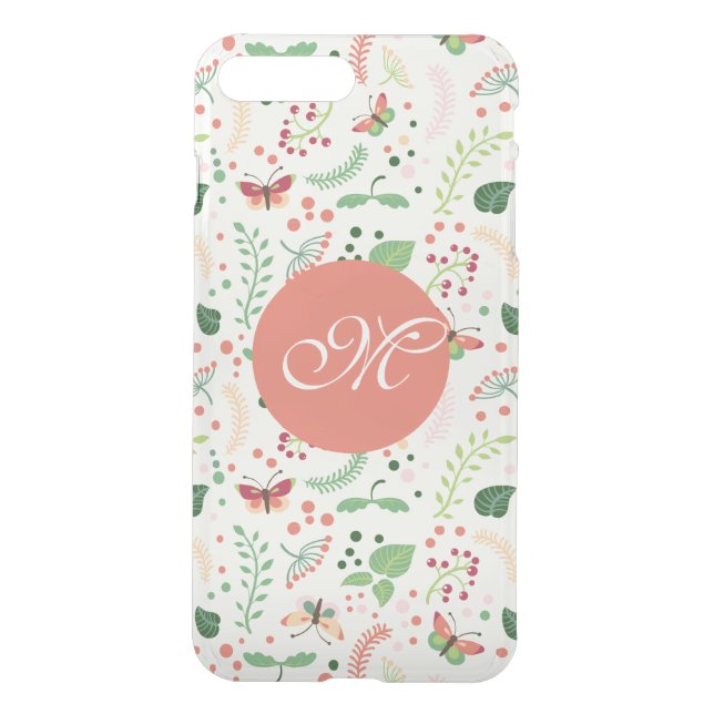 Custom Monogram Nature Pattern Uncommon iPhone Case (Back)