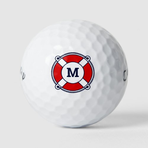 Custom monogram nautical lifesaver buoy logo golf balls