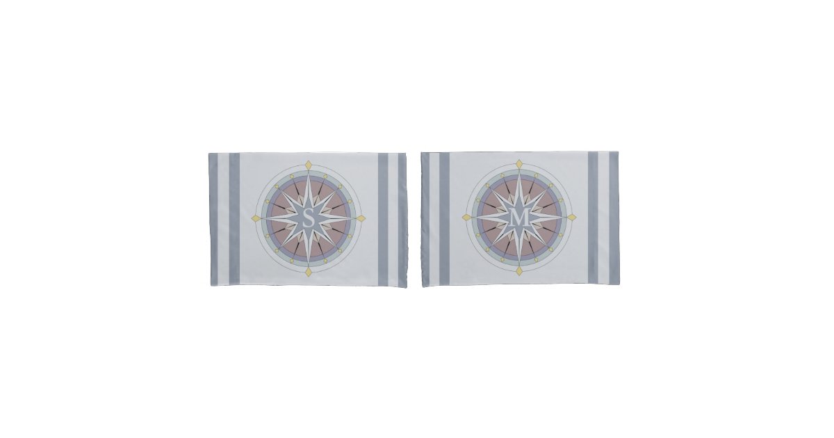 Custom Monogram Nautical Style Pillowcases Rev Pillowcase