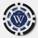 Custom Monogram Navy Blue And White Poker Chips at Zazzle