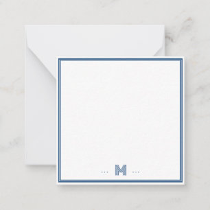 Custom Monogram Navy Blue Border Note Card