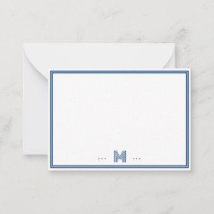 Custom Monogram Navy Blue Border Note Card