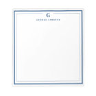 Custom Monogram Navy Blue Border Stationery 