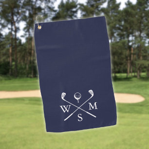 Custom Monogram Navy Blue Golf Towel