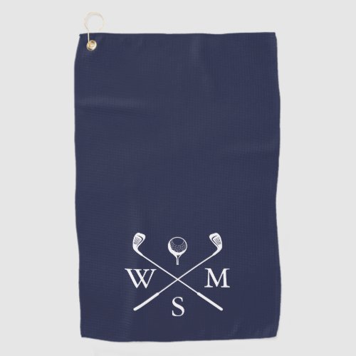 Custom Monogram Navy Blue Golf Towel