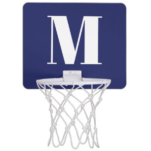 Custom monogram navy blue white initial modern mini basketball hoop