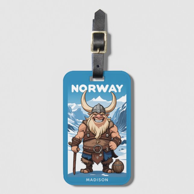 Custom Monogram Norwegian Troll Luggage Tag (Front Vertical)